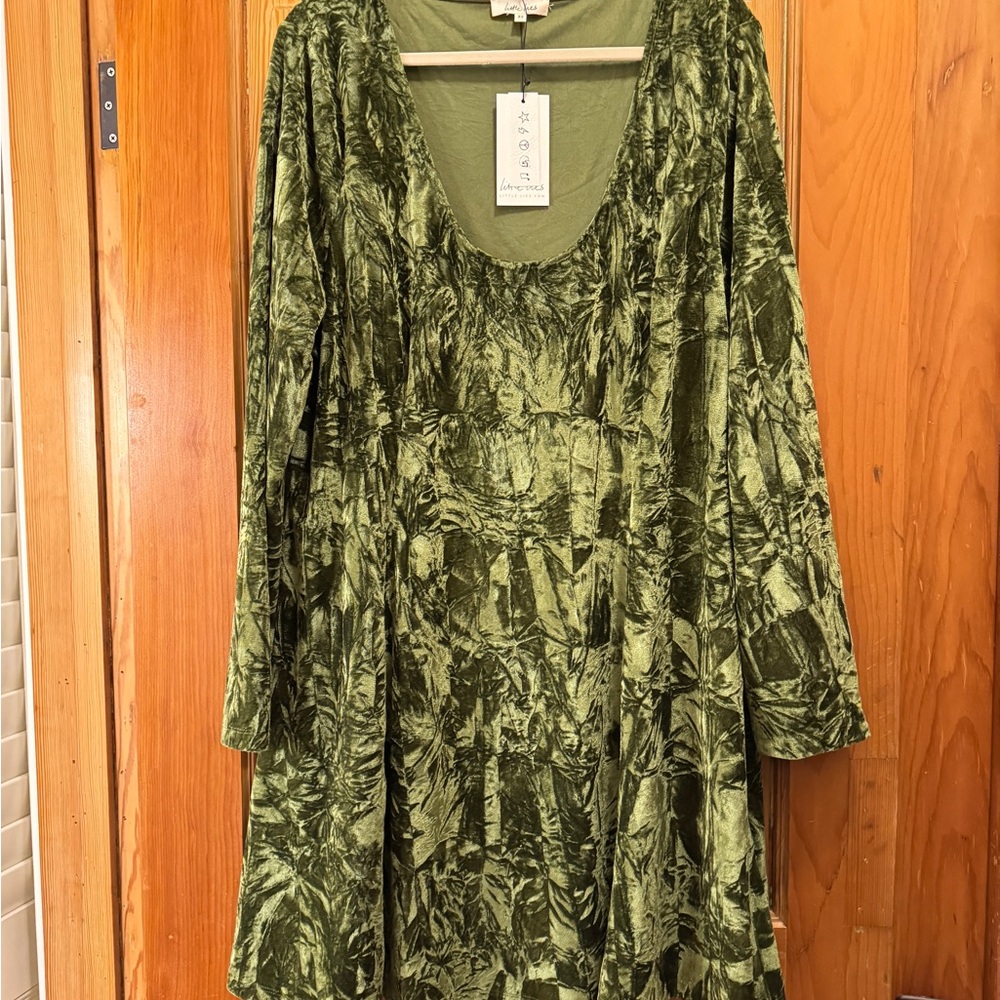 Little Lies SWEET JANE GREEN CRUSHED MINI DRESS NWT